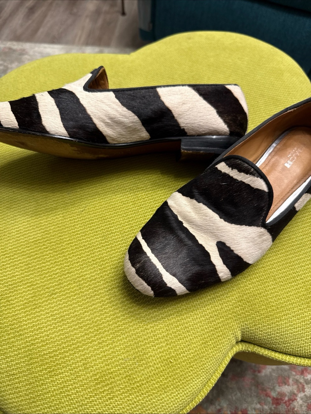 COACH Black & White Zebra Print Loafers - Picture 3 of 4